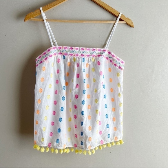 Lilly Pulitzer Byrde Top, Embroidered with Pom-Pom Hem, Adjustable Straps, XS - Picture 2 of 11